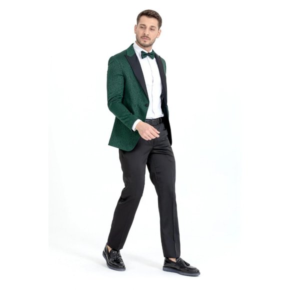Derman Green Cracked Pattern Textured Fabric Tuxedo - Picture 5 of 7